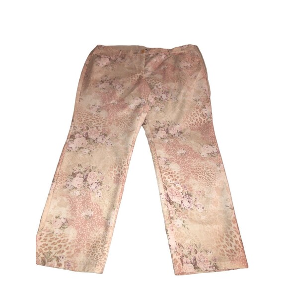 Cosma Nano Fabric Floral Pink & Beige 16P Cotton Blend Pants with Spandex - Picture 4 of 12